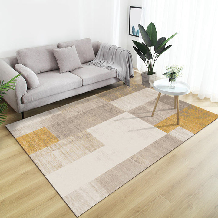 Fancy Abstract Carpet Brown Contemporary Carpet Polyester Pet-Friendly Washable Carpet for Living Room | Bowlift