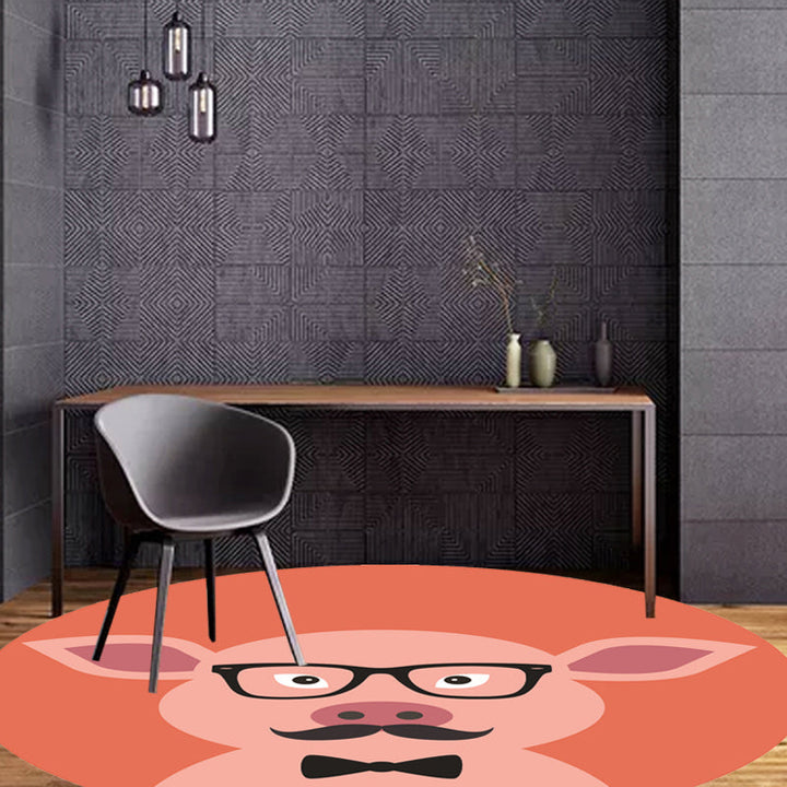 BowLift | Unusual cartoon animal pattern rug ginger and orange and children's rug polyester washable pet friendly non-slip rug for the children's room