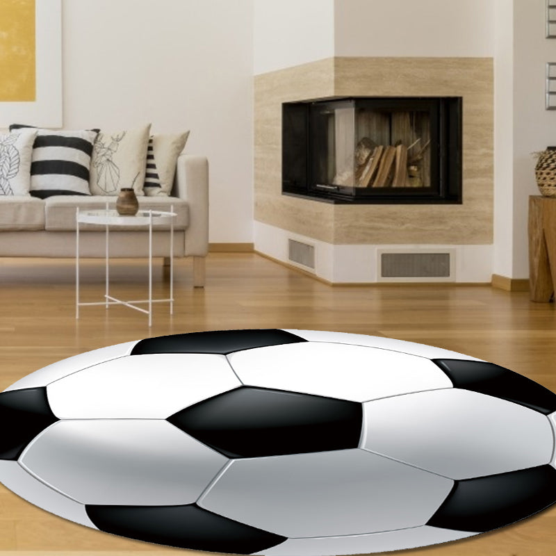 BowLift | Fancy Sports Pattern Rug Orange and White Children's Rug Polyester Washable Pet-Friendly Non-Slip Rug for the Children's Room