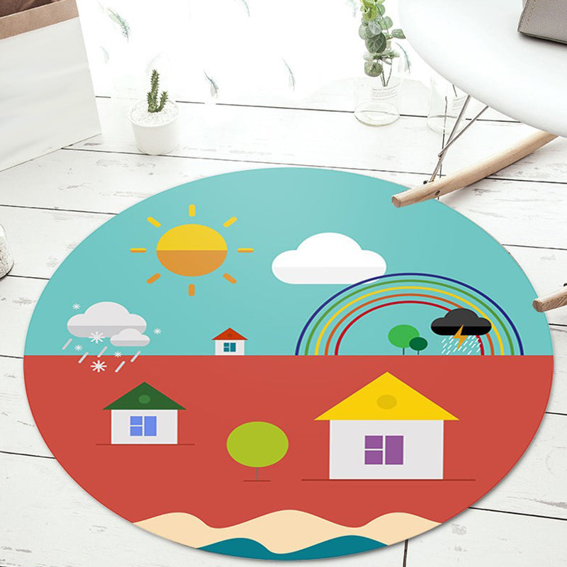 BowLift | Unusual Heart Pattern Rug with Floral Pink and Blue Children's Rug Polyester Washable Pet Friendly Non-Slip Rug for Children's Room