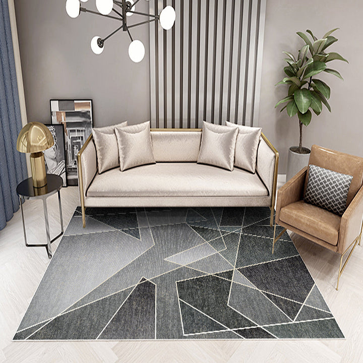 Unique multi-colored striped rug with geometric print made of polyester Modern rug Pet-friendly non-slip backing Rug for the bedroom | Bowlift