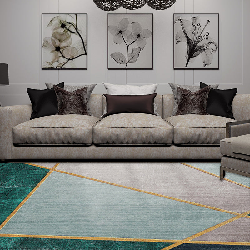 Unique multi-colored striped rug with geometric print made of polyester Modern rug Pet-friendly non-slip backing Rug for the bedroom | Bowlift