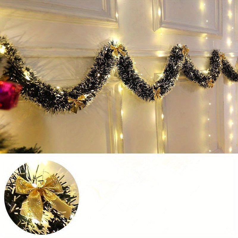 BowLift | LumaTinsel LED Christmas Garland – Set of 2 Wireless Metallic String Lights with Warm Lighting