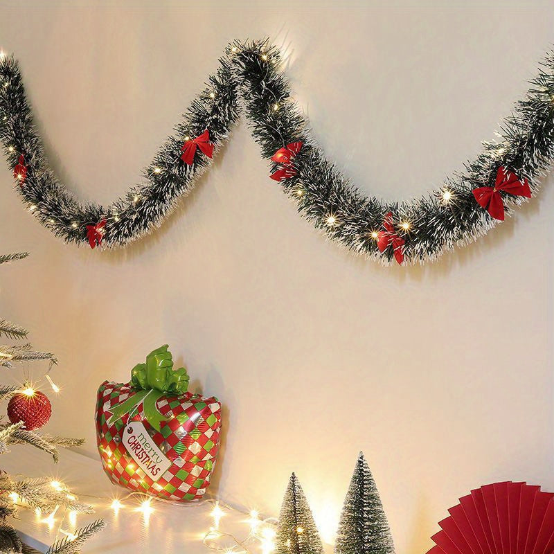 BowLift | LumaTinsel LED Christmas Garland – Set of 2 Wireless Metallic String Lights with Warm Lighting