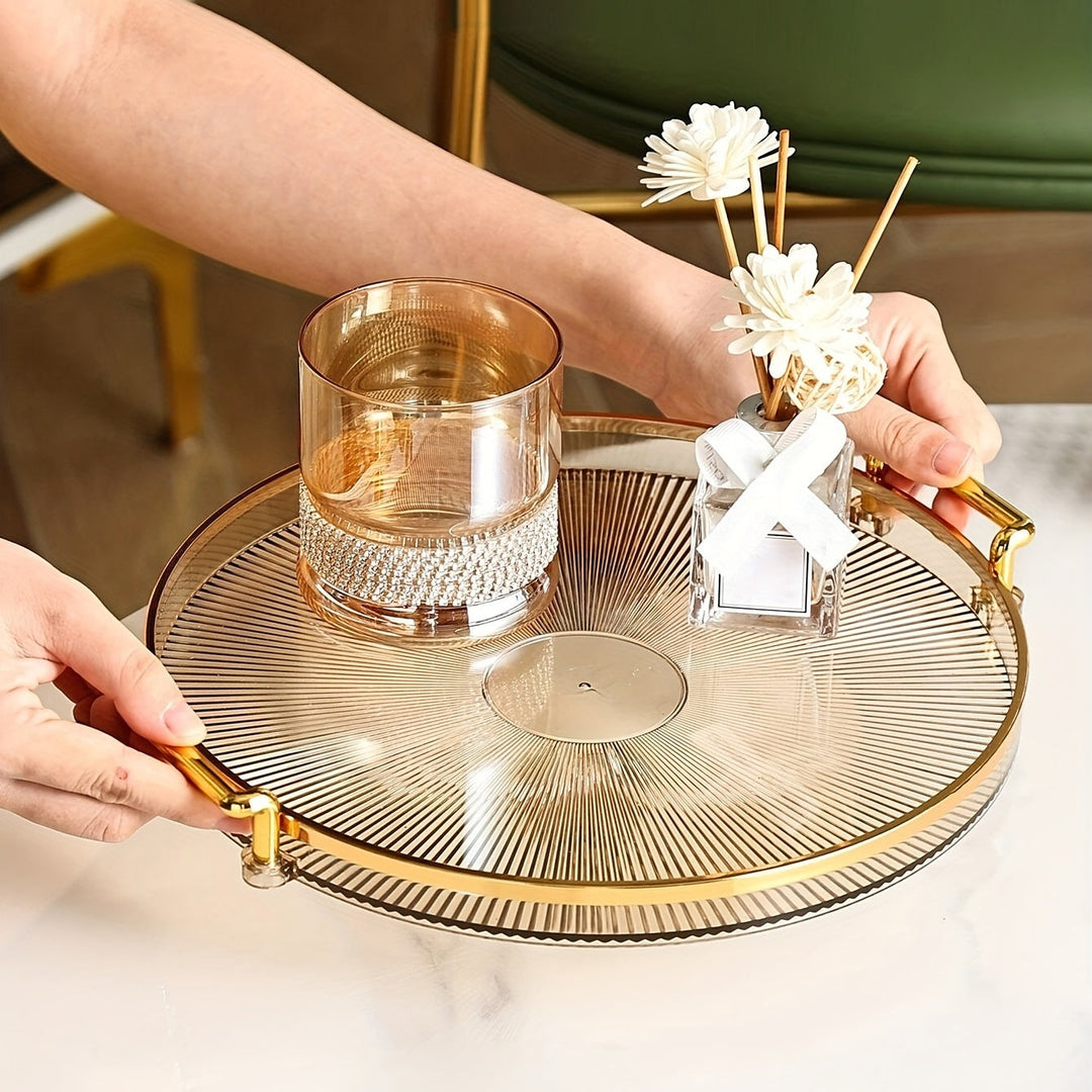 Gilded Elegance – Luxury Serving Tray with Golden Handles Bowlift
