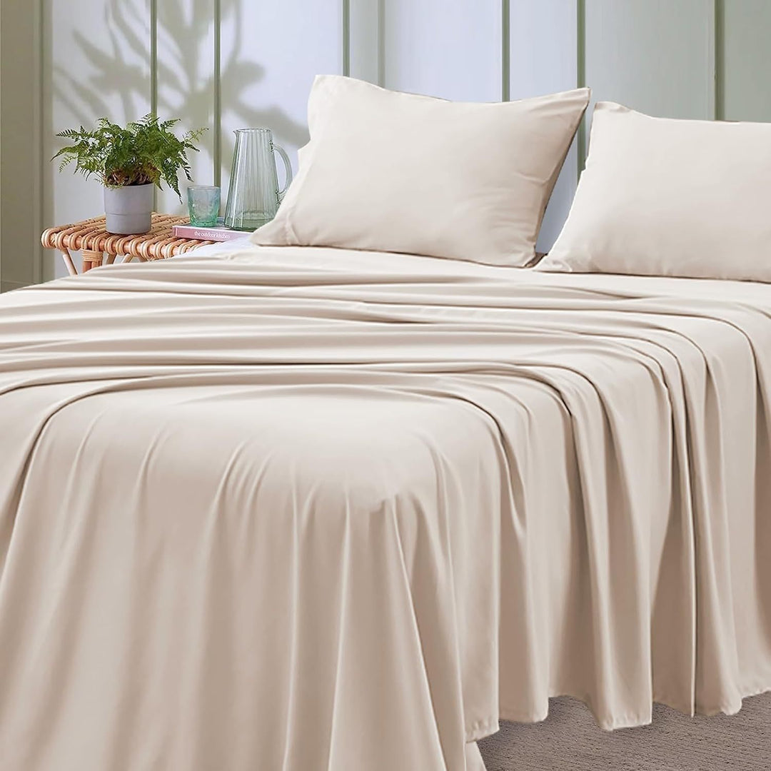 4-Piece Soft Cooling Queen Size Sheets: 14" Deep Pocket, Luxury Hotel-Grade, Shrinkage and Fade Resistant, Easy Care Bed Sheet Set | Bowlift