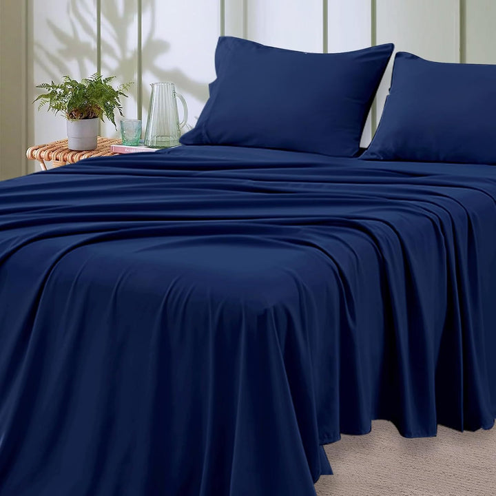 4-Piece Soft Cooling Queen Size Sheets: 14" Deep Pocket, Luxury Hotel-Grade, Shrinkage and Fade Resistant, Easy Care Bed Sheet Set | Bowlift
