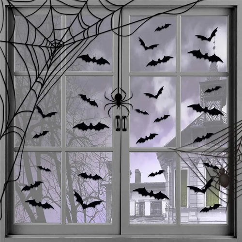 Bats Wall Decor Stickers - Halloween Decoration Stickers For Home Décor (120 Pc) Bowlift
