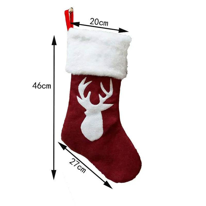 BowLift | Christmas Stockings Gift Bag Red Hemp Elk Embroidery Christmas Stockings Gift Pendant