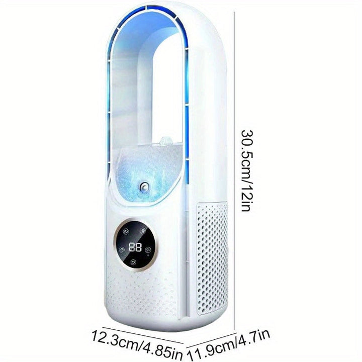 Portable Bladeless Air Conditioning Fan with Nightlight – 6 Speed Humidifier and Purifier, Quiet USB Desktop Cooler for Bedrooms and Rooms | Bowlift