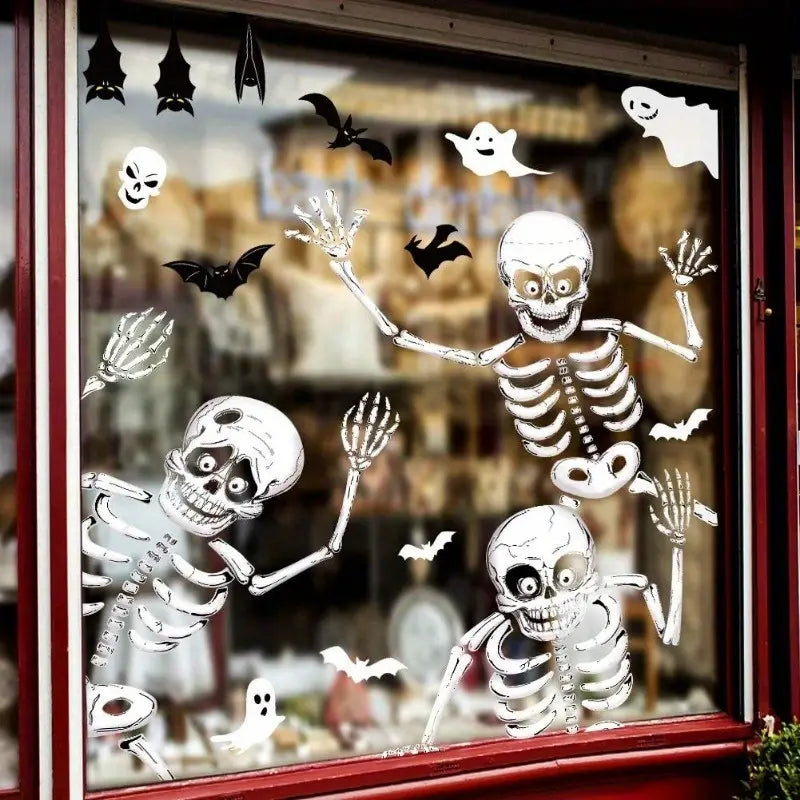 140PCS Halloween Window Clings Decor - Double-Sided Removable Stickers For Indoor Halloween Party Decorations Bowlift