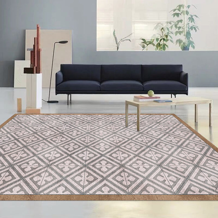 BowLift | Retro Tribal geometric pattern rug Brown and Blue rug Polyester washable pet-friendly non-slip rug for living room