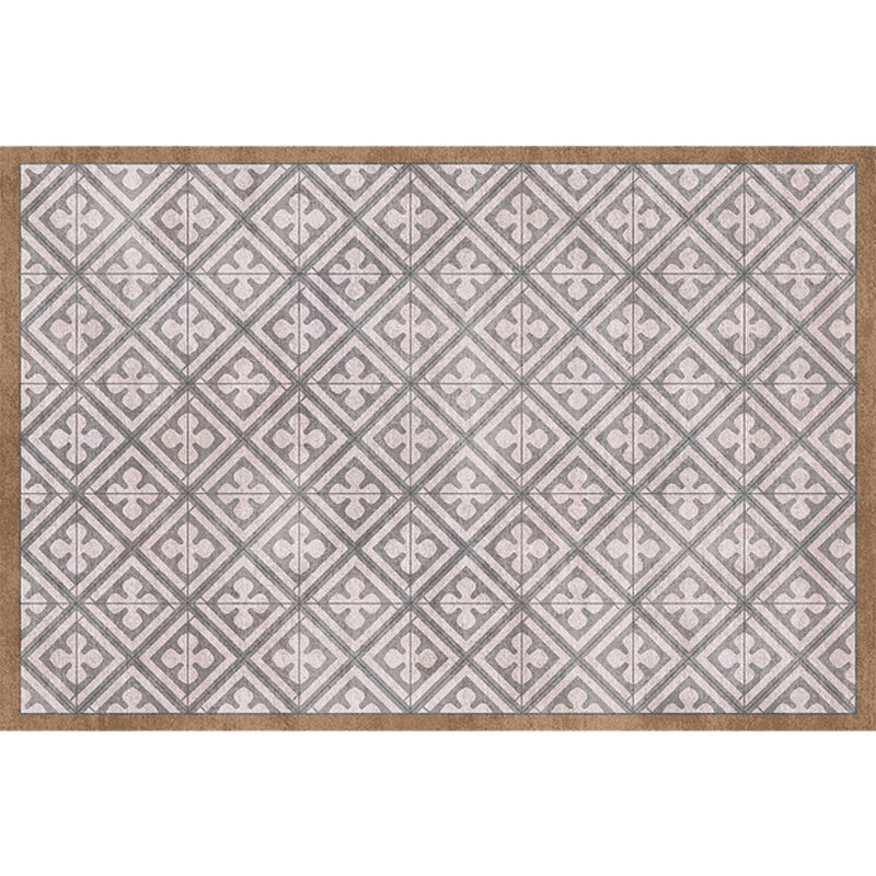 Retro Tribal Geometric Pattern Rug Brown and Blue Rug Polyester Washable Pet Friendly Non-Slip Rug for the Living Room | Bowlift