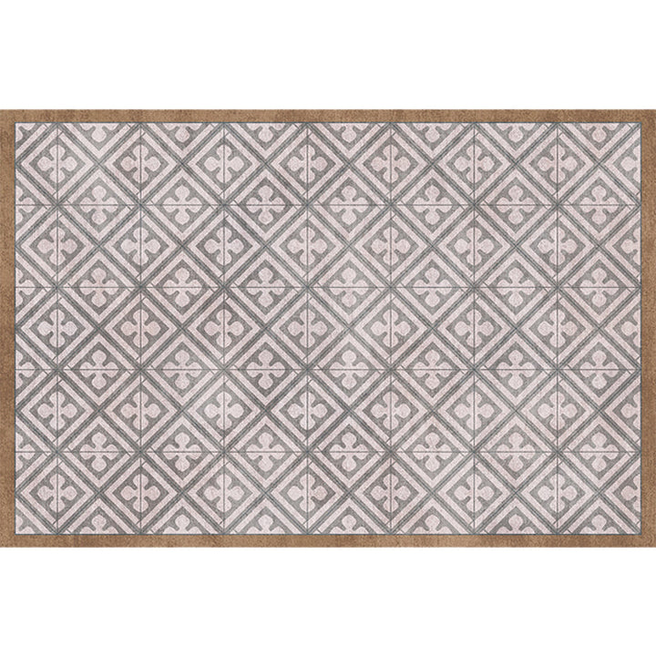Retro Tribal Geometric Pattern Rug Brown and Blue Rug Polyester Washable Pet Friendly Non-Slip Rug for the Living Room | Bowlift