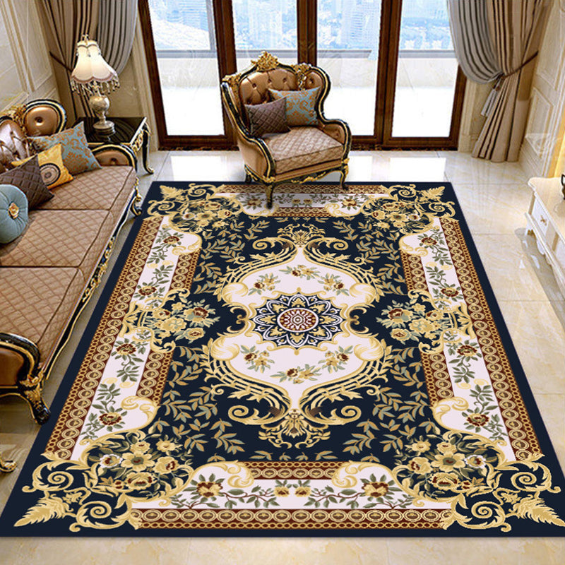 Retro medallion pattern rug multicolored rug synthetic washable pet-friendly non-slip rug for the living room | Bowlift
