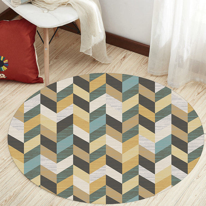 Unique geometric patterned rug Multi-colored modern rug Polyester washable pet-friendly non-slip rug for the home office | Bowlift