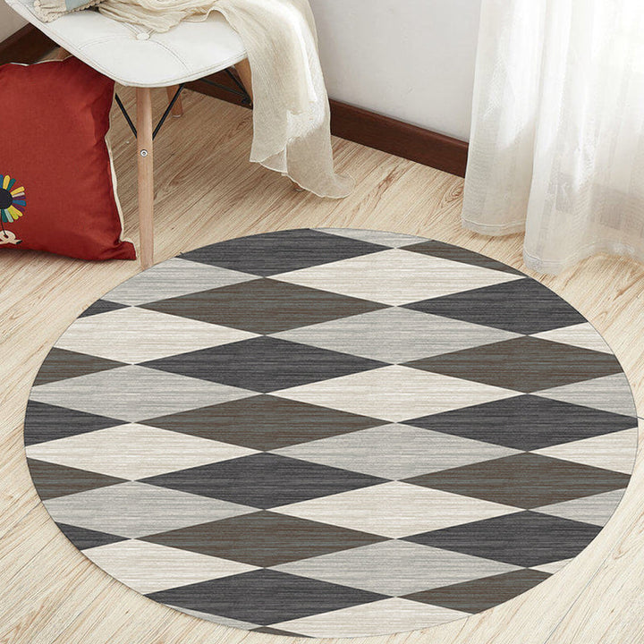 Unique geometric patterned rug Multi-colored modern rug Polyester washable pet-friendly non-slip rug for the home office | Bowlift