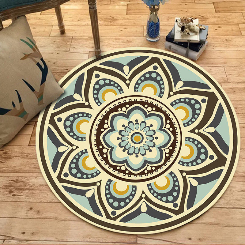 Moroccan Floral Pattern Rug Multicolor Synthetic Rug Washable Pet-Friendly Non-Slip Rug for the Bedroom | Bowlift