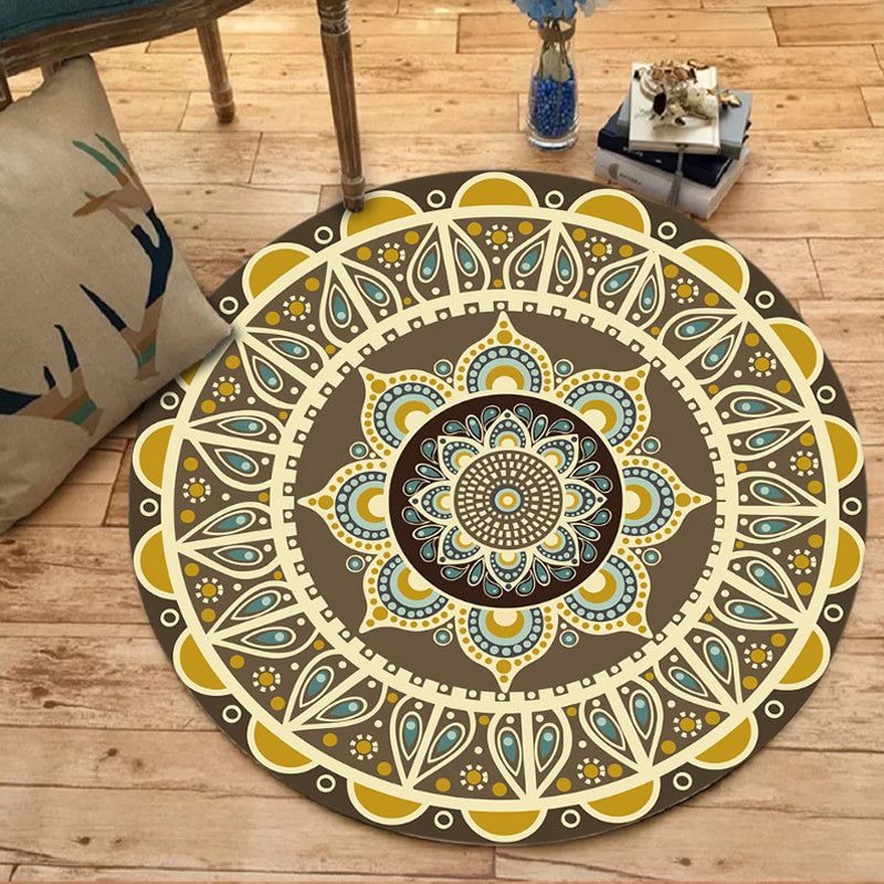 Moroccan Floral Pattern Rug Multicolor Synthetic Rug Washable Pet-Friendly Non-Slip Rug for the Bedroom | Bowlift