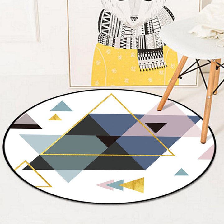 Simple geometric pattern rug multicolored Nordic rug polyester pet-friendly non-slip backing washable area rug for the living room | Bowlift