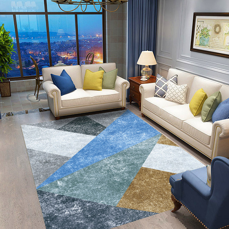 Casual geometric patterned rug with stripes Multicolored Nordic rug Polyester Pet-friendly Non-slip backing Washable rug for the living room | Bowlift