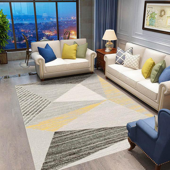 Casual geometric patterned rug with stripes Multicolored Nordic rug Polyester Pet-friendly Non-slip backing Washable rug for the living room | Bowlift