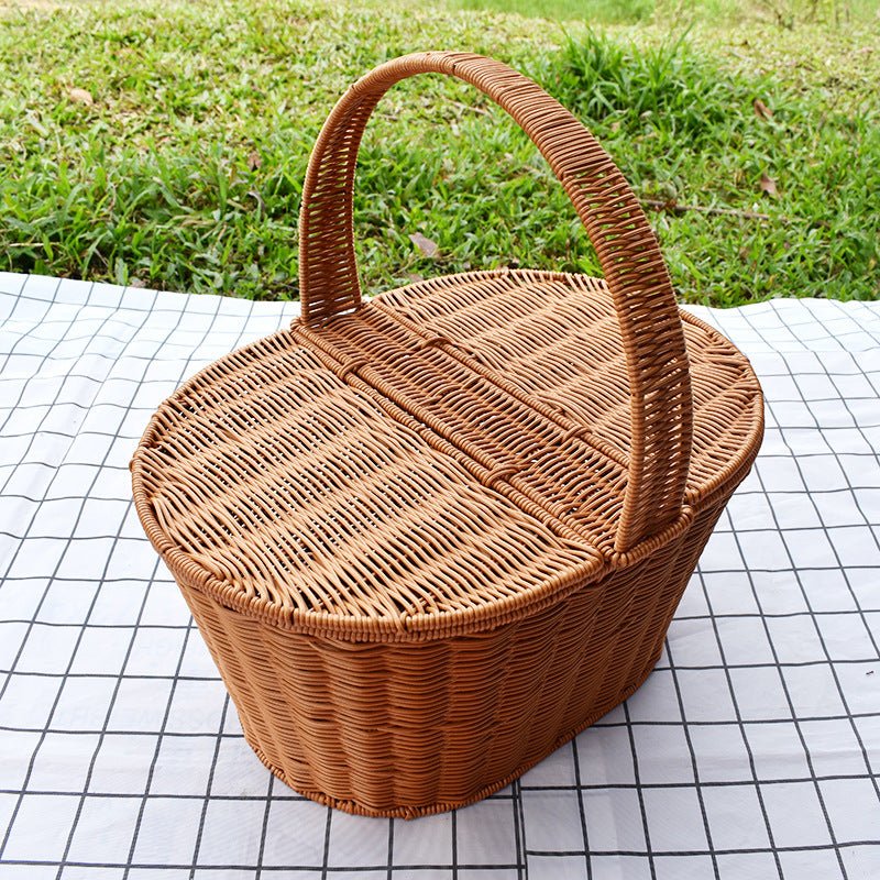 Handwoven Decorative Picnic Basket Bowlift