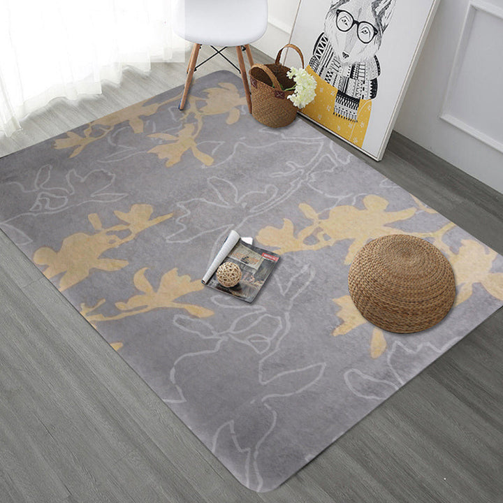 Unique Botanical Pattern Carpet Gray Modern Carpet Polyester Washable Pet-Friendly Non-Slip Carpet for the Living Room | Bowlift