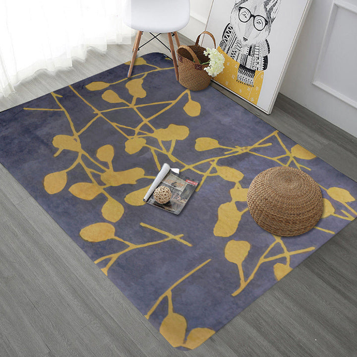 Unique Botanical Pattern Carpet Gray Modern Carpet Polyester Washable Pet-Friendly Non-Slip Carpet for the Living Room | Bowlift