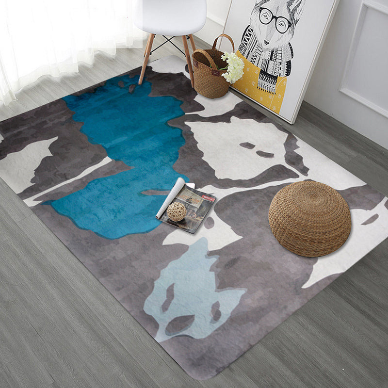 Unique Botanical Pattern Carpet Gray Modern Carpet Polyester Washable Pet-Friendly Non-Slip Carpet for the Living Room | Bowlift
