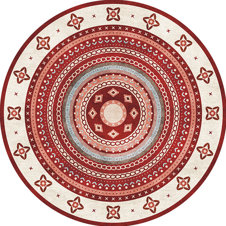 BowLift | Moroccan tribal circles pattern rug multicolor boho rug polyester pet-friendly non-slip backing washable area rug for the living room