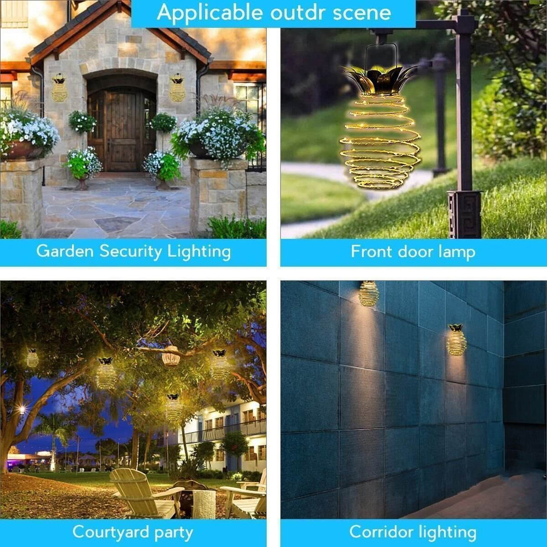 BowLift | Solar Pineapple Iron Lantern LED Copper Wire Outdoor Waterproof Garden Decorative Hanging Lights