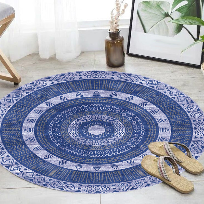 BowLift | Moroccan tribal circles pattern rug multicolor boho rug polyester pet-friendly non-slip backing washable area rug for the living room