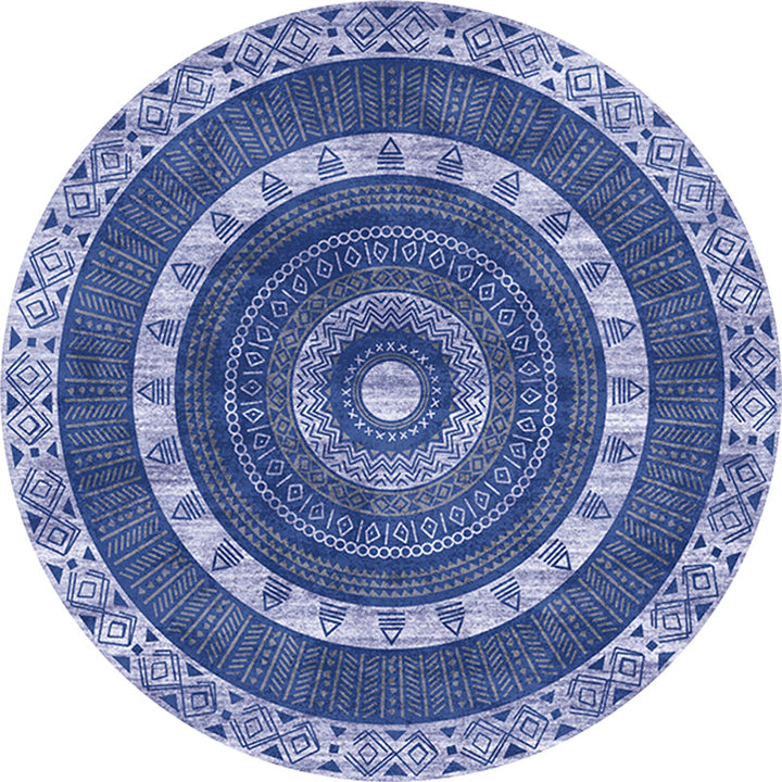 BowLift | Moroccan tribal circles pattern rug multicolor boho rug polyester pet-friendly non-slip backing washable area rug for the living room