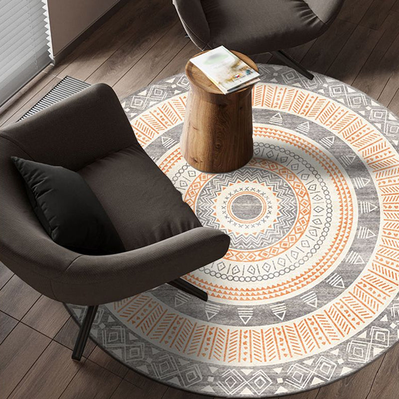 BowLift | Moroccan tribal circles pattern rug multicolor boho rug polyester pet-friendly non-slip backing washable area rug for the living room