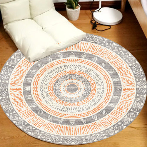 BowLift | Moroccan tribal circles pattern rug multicolor boho rug polyester pet-friendly non-slip backing washable area rug for the living room