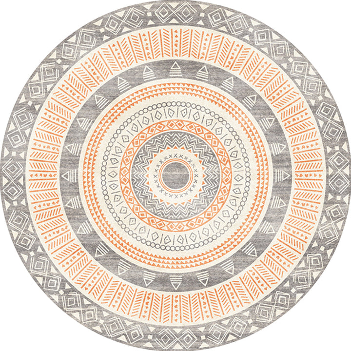 BowLift | Moroccan tribal circles pattern rug multicolor boho rug polyester pet-friendly non-slip backing washable area rug for the living room