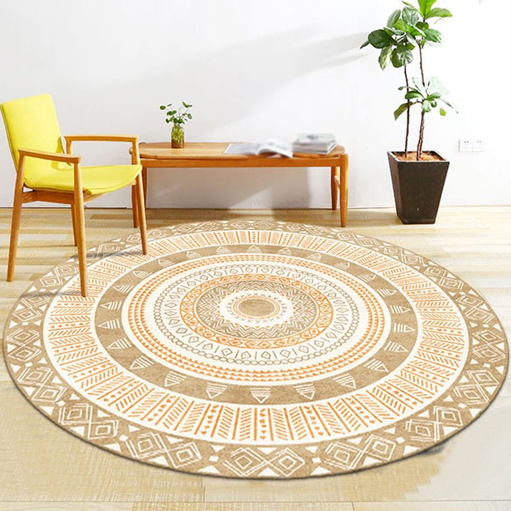 BowLift | Moroccan tribal circles pattern rug multicolor boho rug polyester pet-friendly non-slip backing washable area rug for the living room