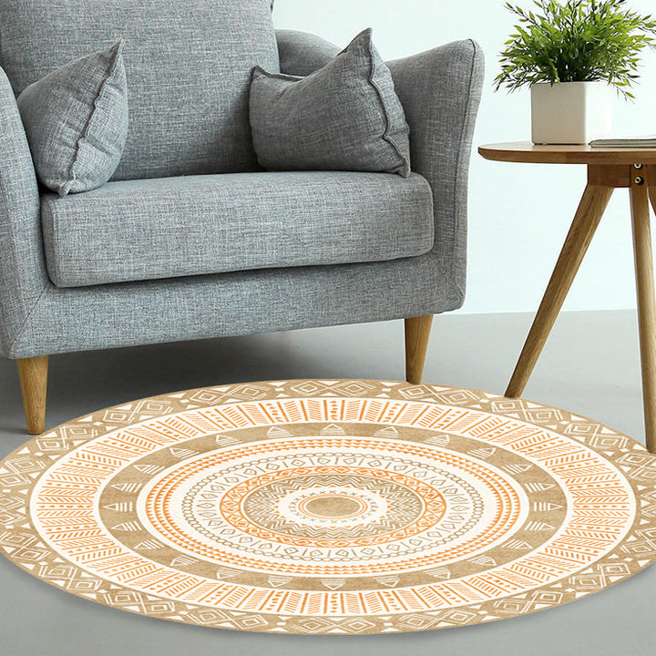 BowLift | Moroccan tribal circles pattern rug multicolor boho rug polyester pet-friendly non-slip backing washable area rug for the living room