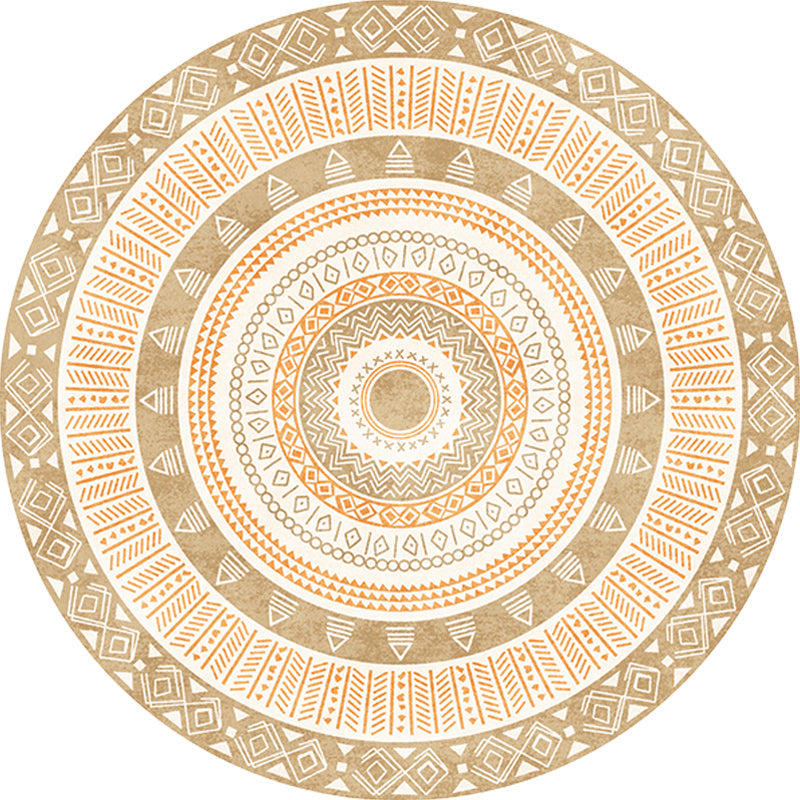 BowLift | Moroccan tribal circles pattern rug multicolor boho rug polyester pet-friendly non-slip backing washable area rug for the living room