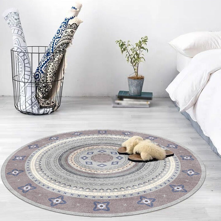 BowLift | Moroccan tribal circles pattern rug multicolor boho rug polyester pet-friendly non-slip backing washable area rug for the living room