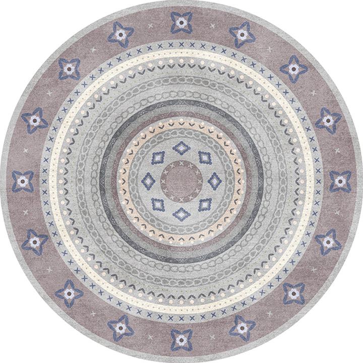 BowLift | Moroccan tribal circles pattern rug multicolor boho rug polyester pet-friendly non-slip backing washable area rug for the living room