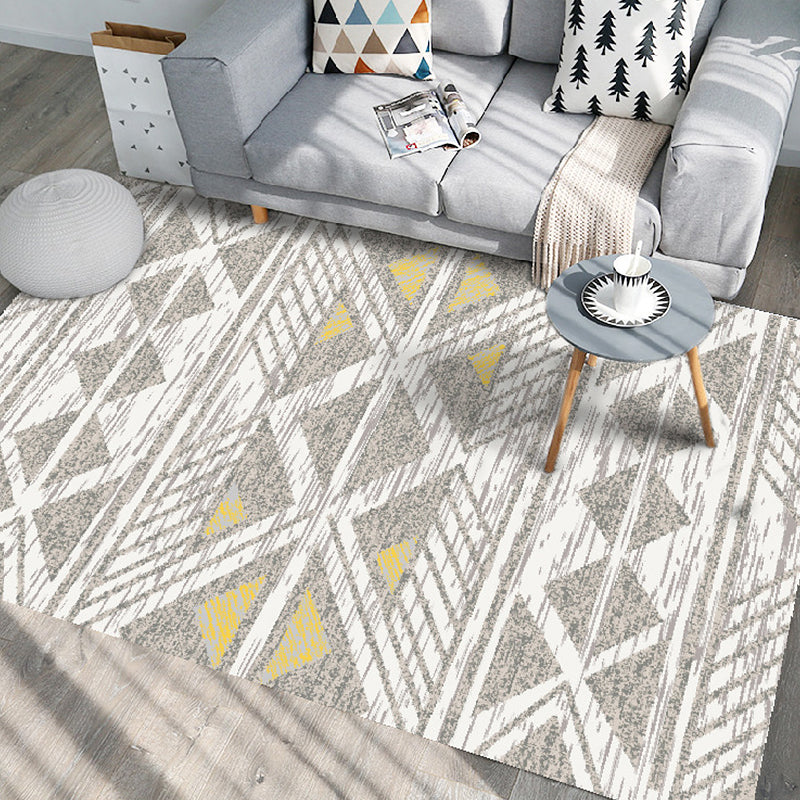 Unique geometric pattern rug multicolored modern rug polyester washable pet-friendly non-slip rug for the living room | Bowlift