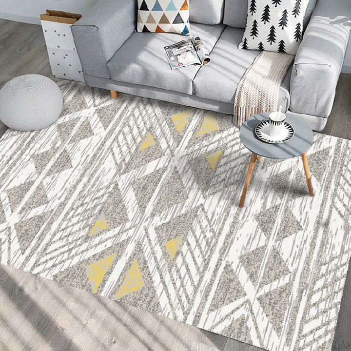 Unique geometric pattern rug multicolored modern rug polyester washable pet-friendly non-slip rug for the living room | Bowlift