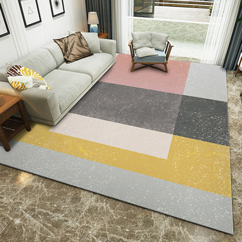 Unique geometric pattern rug multicolored modern rug polyester washable pet-friendly non-slip rug for the living room | Bowlift