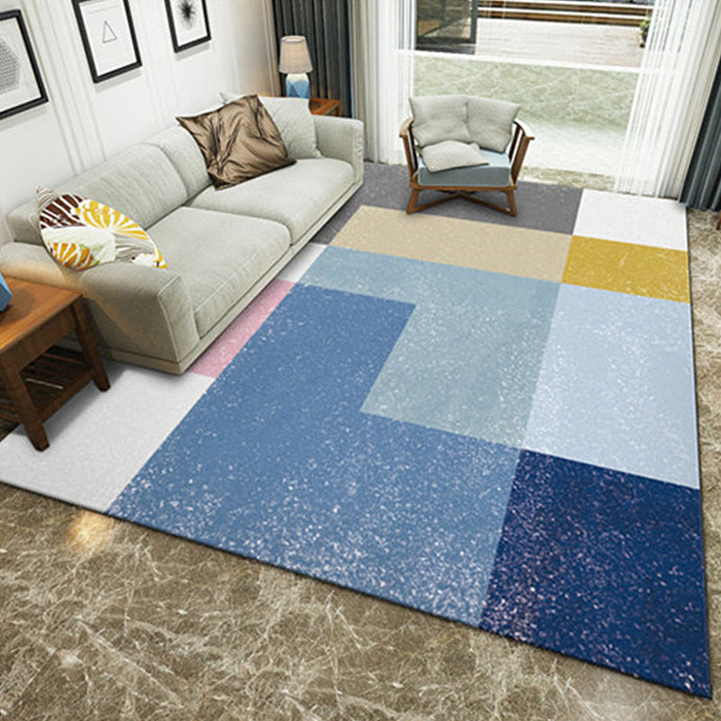 Unique geometric pattern rug multicolored modern rug polyester washable pet-friendly non-slip rug for the living room | Bowlift