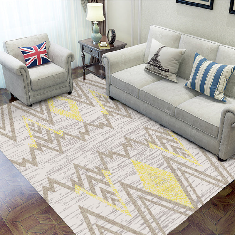 Unique geometric pattern rug multicolored modern rug polyester washable pet-friendly non-slip rug for the living room | Bowlift