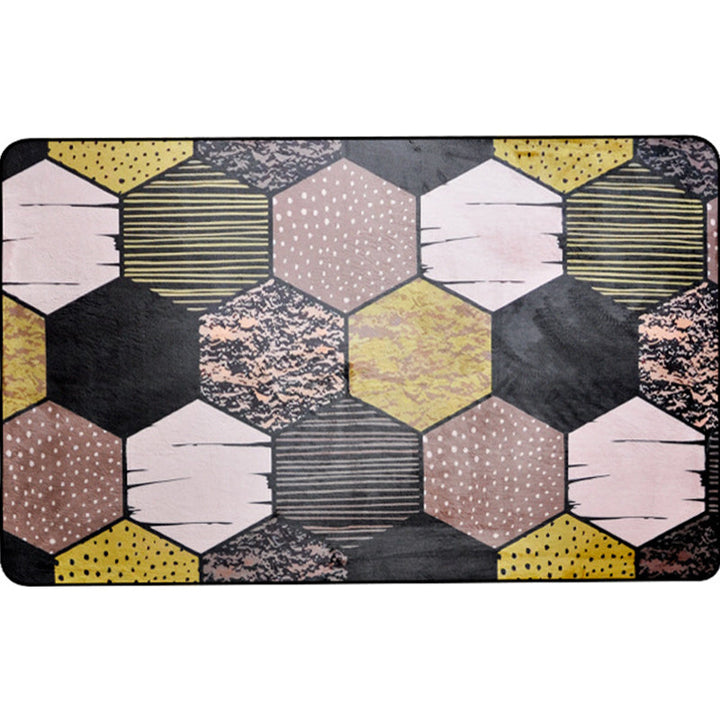 New Arrival Geometric Pattern Rug Black Polyester Rug Washable Pet-Friendly Non-Slip Area Rug for Living Room | Bowlift