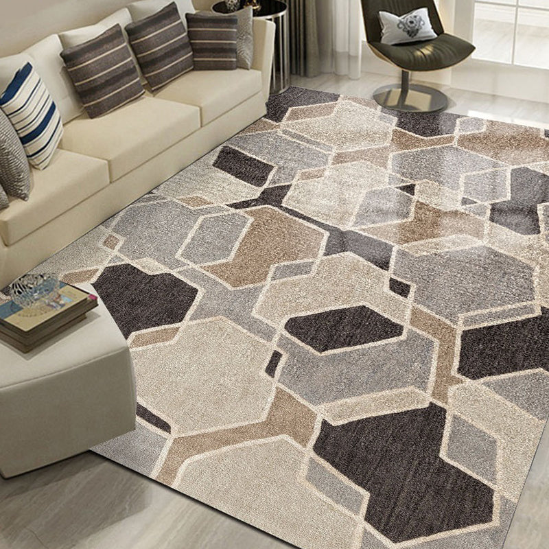 Unique geometric pattern rug multicolored modern rug polyester washable pet-friendly non-slip rug for the living room | Bowlift