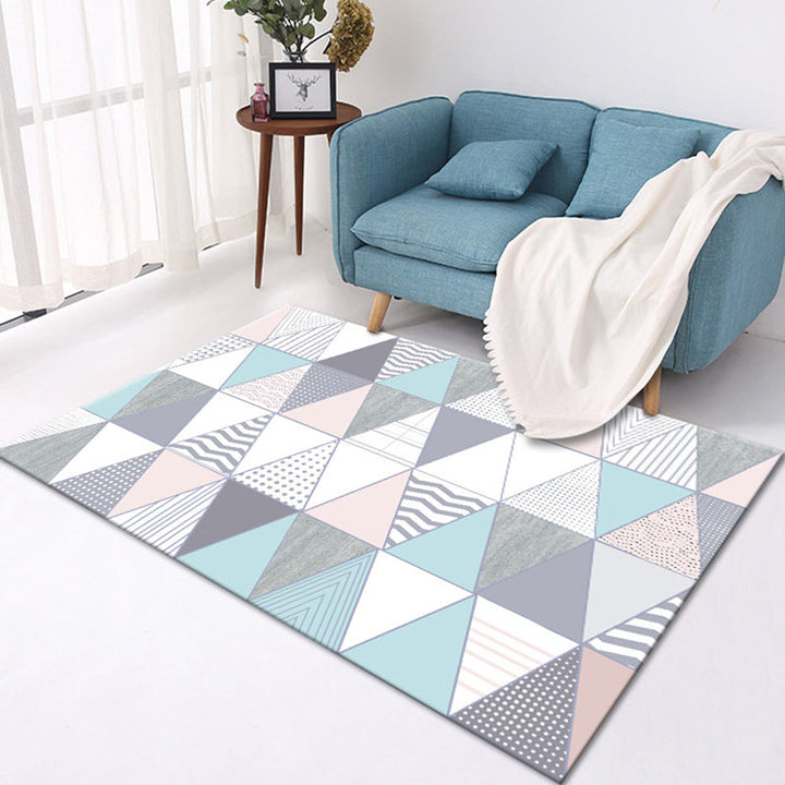Stylish geometric rug multicolor contemporary rug polyester pet-friendly non-slip backing washable rug for the living room | Bowlift